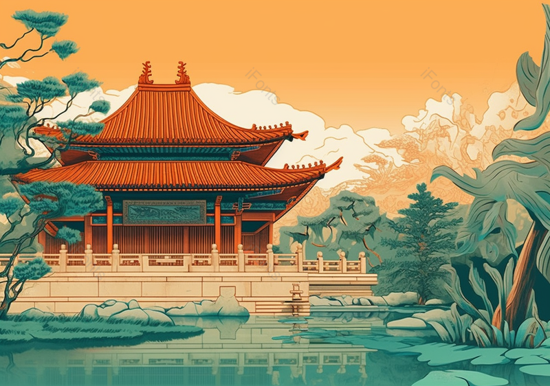 亭台楼阁北京故宫古建筑太和殿背景插画,插画/手绘图,插画/手绘图库,插画/手绘图下载,插画/手绘